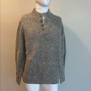 L.L. Bean Men's Heathered Gray Buttoned Crewneck Sweater